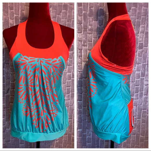 “Outride” Teal Layered Cycling Bra-Top Tank - Picture 2 of 10